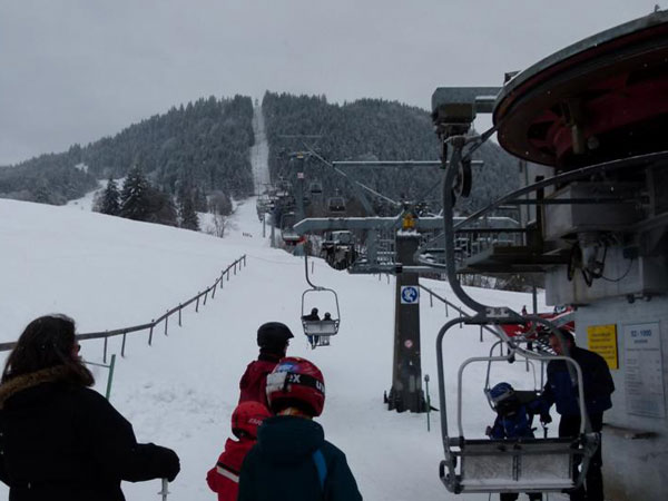 Line up for the Buchenberg chairlift in winter